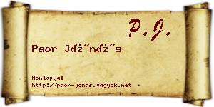 Paor Jónás névjegykártya